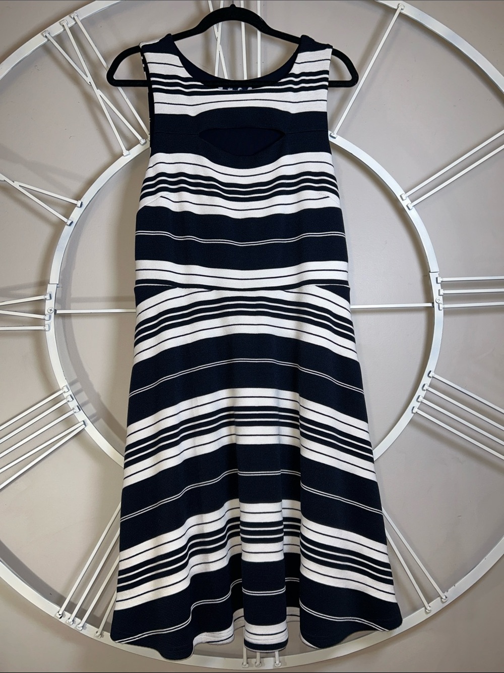 Maeve by Anthropologie Riley Navy and White Striped Sleeveless Knit Dress